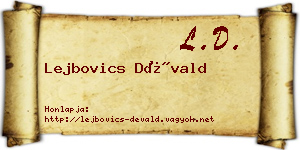 Lejbovics Dévald névjegykártya
